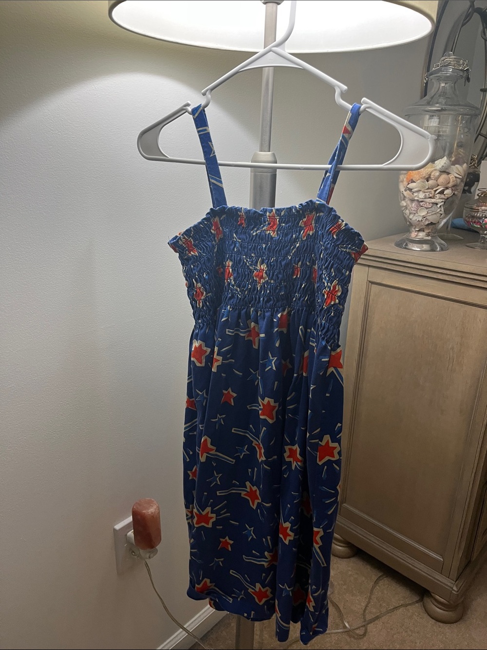 Hanna Andersson Girls Blue Star-Print Smocked Dress 12